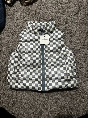 babysprouts boutique baby mint/Cream Checker  Puffer Vest 12-18M NWT
